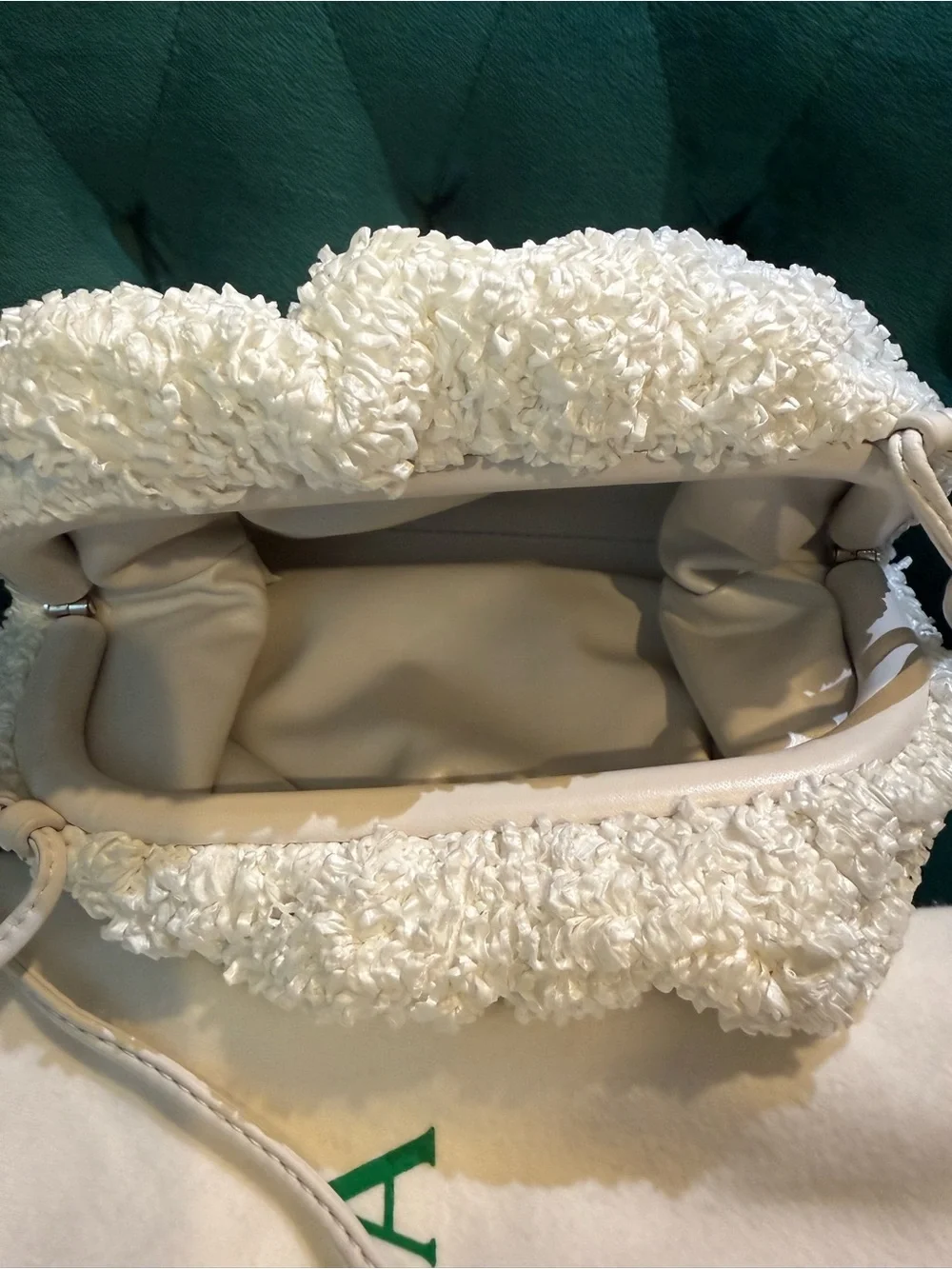 Bottega Veneta The Pouch Mini White Clutch Crossbody Strap Drawstring w/Dust Bag